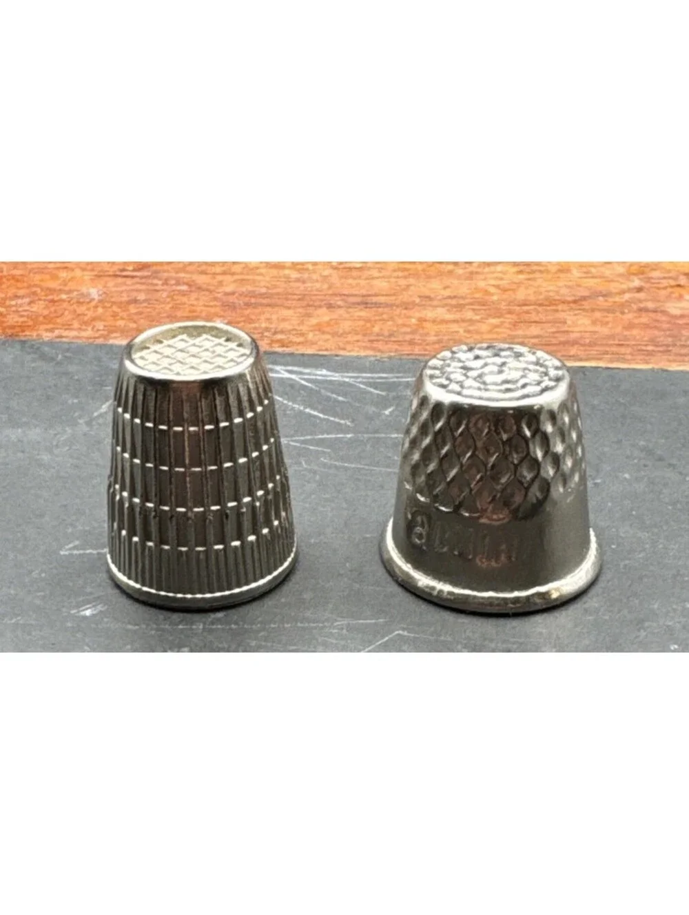 2- Silvertone Thimbles | Size 3 And 8 | Collectible